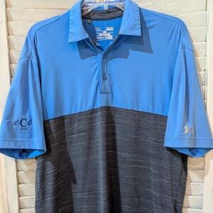 Under Armour Men's Blue and Dark Gray Dry Fit Golf Shirt